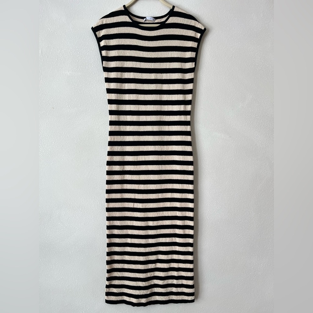 Zara Black and White Sheath Midi Dress